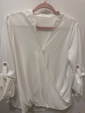 Women’s White Wrap-Front Blouse